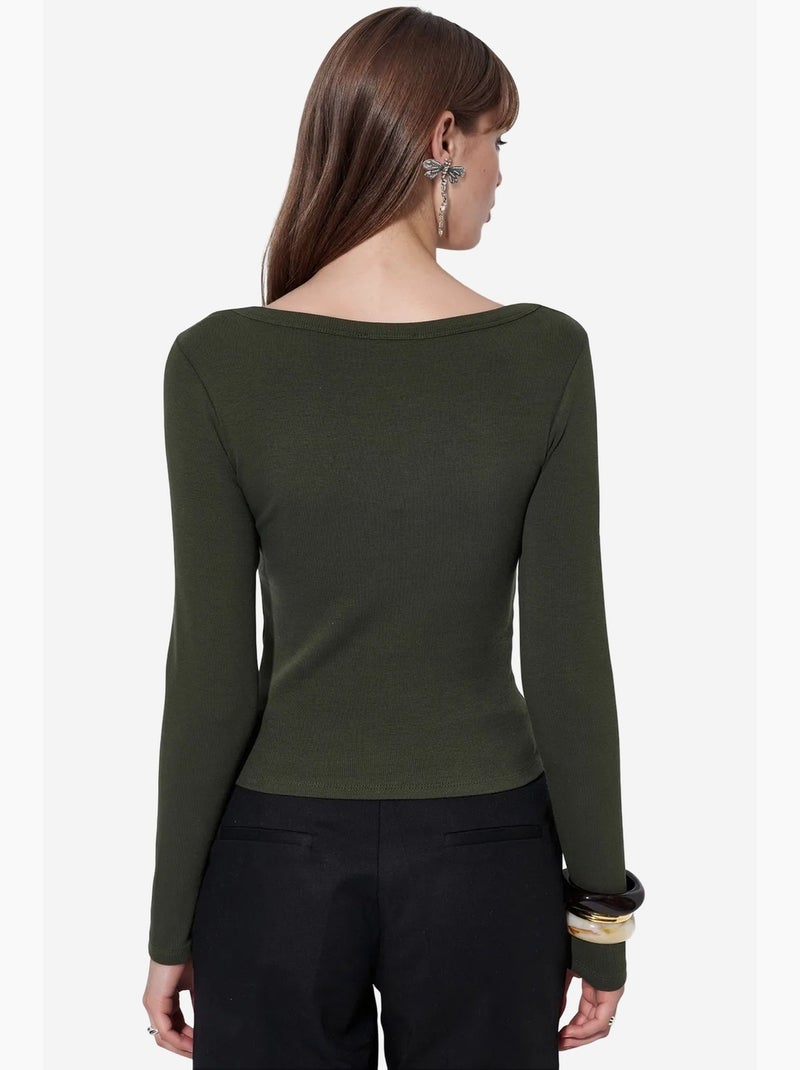 Maglia a costine corta maniche lunghe busem Verde scuro - Kiabi