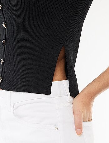 Maglia a maniche corte con bottoni decorativi