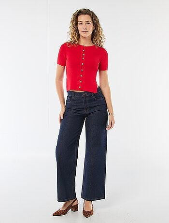 Maglia a maniche corte con bottoni decorativi