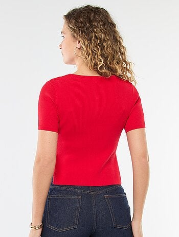 Maglia a maniche corte con bottoni decorativi