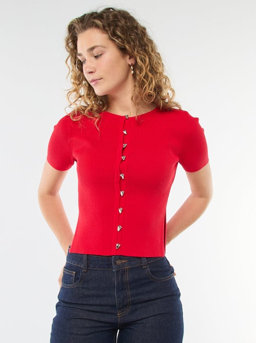 Maglia a maniche corte con bottoni decorativi - Kiabi