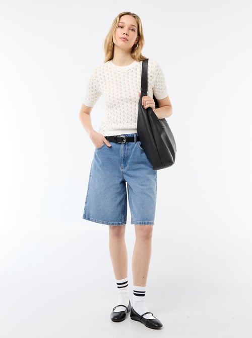 Maglia a maniche corte in crochet traforato - Kiabi