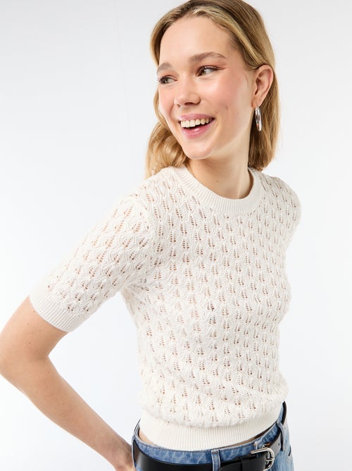 Maglia a maniche corte in crochet traforato - Kiabi