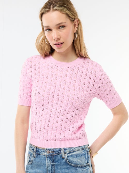Maglia a maniche corte in crochet traforato - Kiabi