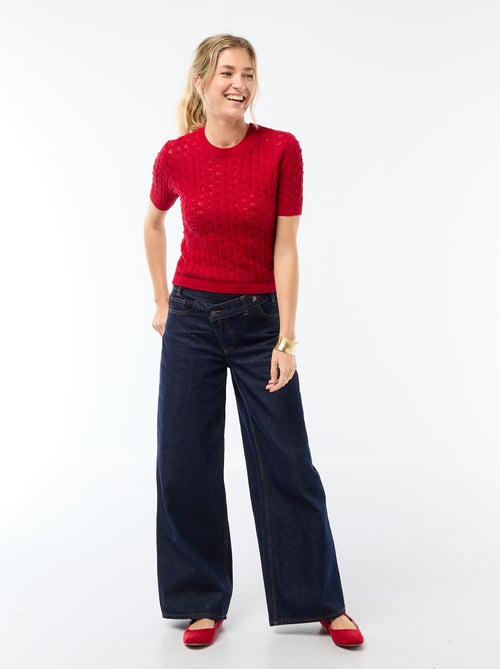 Maglia a maniche corte in crochet traforato - Kiabi