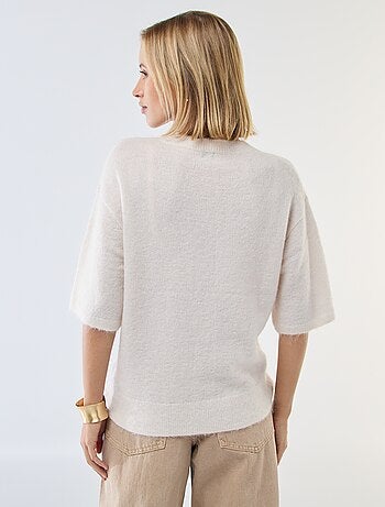 Maglia a maniche corte in mohair tinta unita