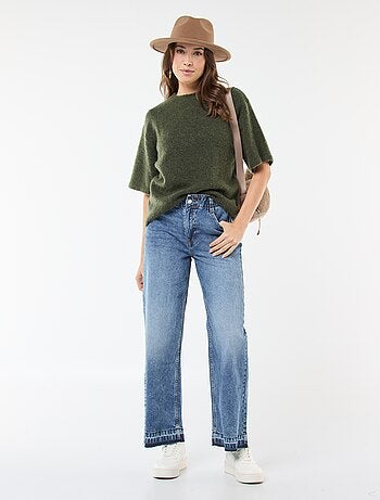 Maglia a maniche corte in mohair tinta unita