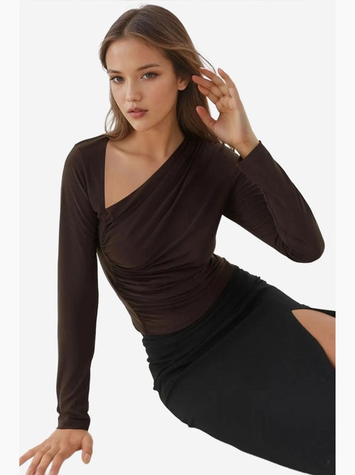 Maglia a maniche lunghe con colletto asimmetrico hiccup - Kiabi