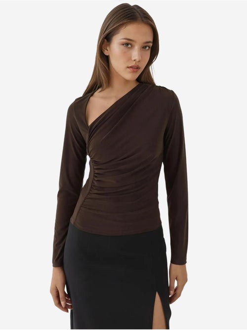 Maglia a maniche lunghe con colletto asimmetrico - Kiabi Maglia a maniche lunghe con colletto asimmetrico - Kiabi