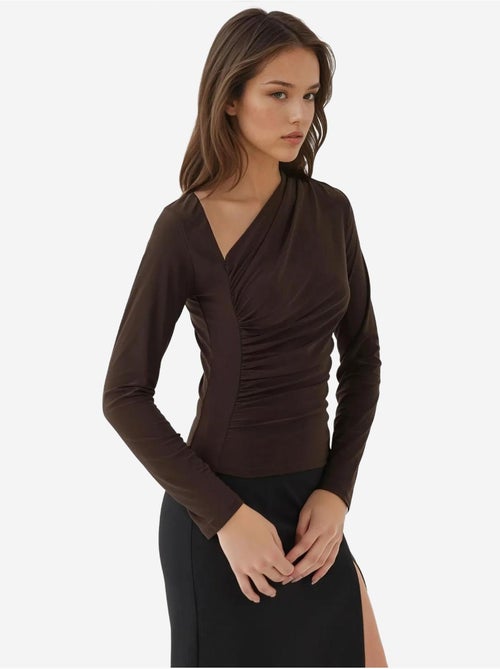 Maglia a maniche lunghe con colletto asimmetrico - Kiabi Maglia a maniche lunghe con colletto asimmetrico - Kiabi