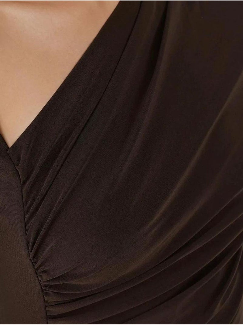 Maglia a maniche lunghe con colletto asimmetrico Marrone scuro - Kiabi