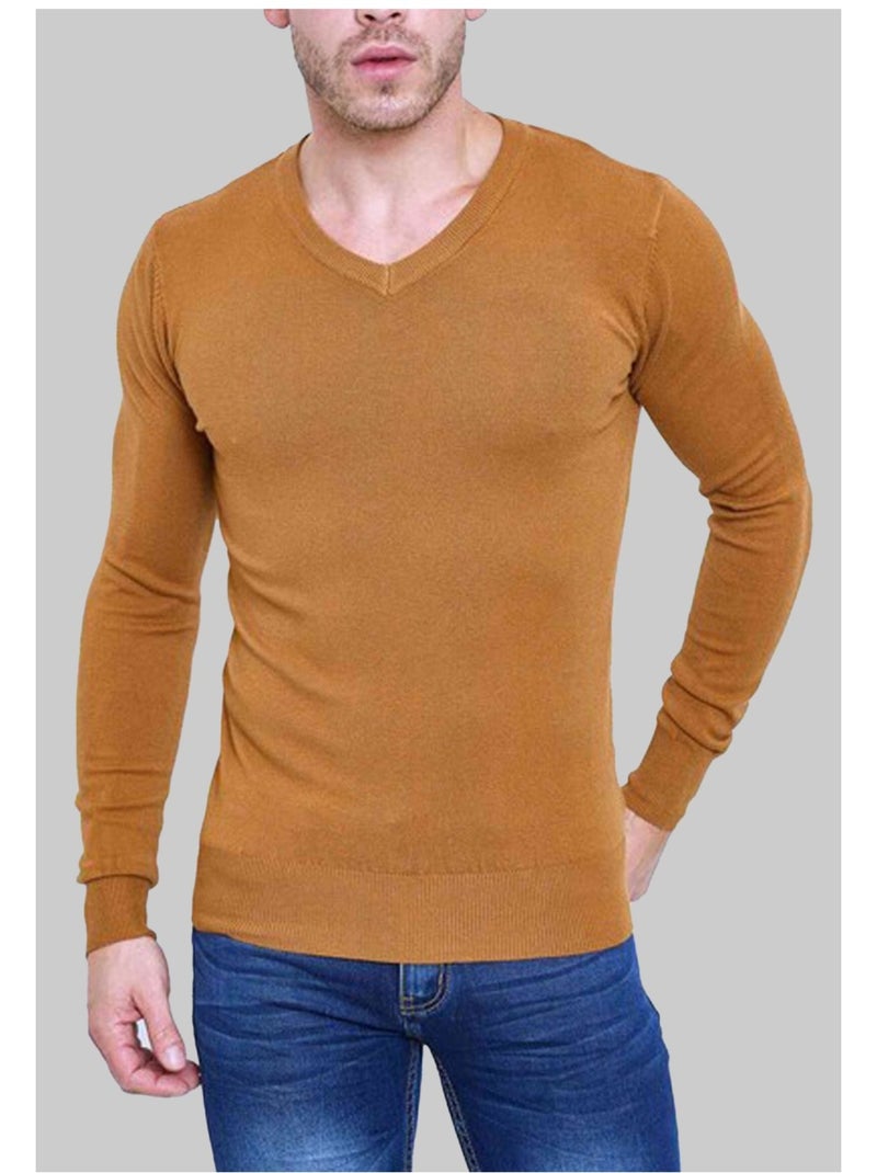 Maglia a maniche lunghe con scollo a V Kebello Marrone - Kiabi