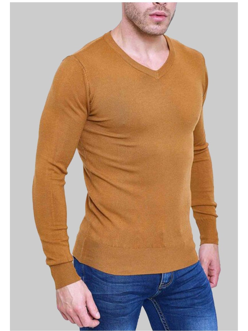 Maglia a maniche lunghe con scollo a V Kebello Marrone - Kiabi