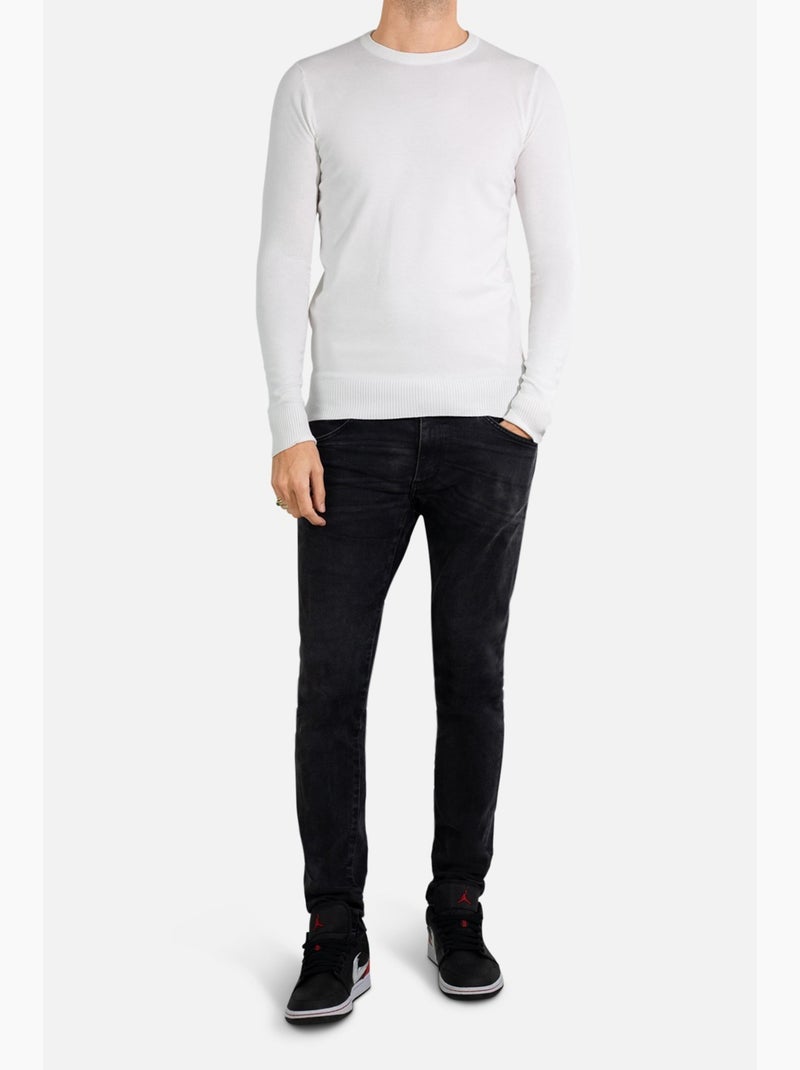 Maglia a maniche lunghe con scollo rotondo Kebello Bianco - Kiabi