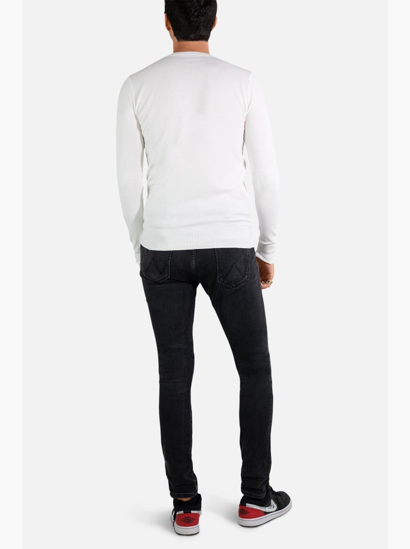 Maglia a maniche lunghe con scollo rotondo Kebello Bianco - Kiabi