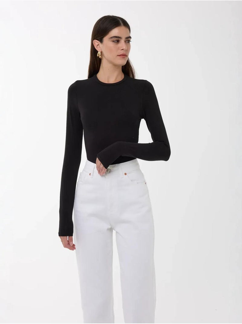 Maglia a maniche lunghe con scollo rotondo slim fit hiccup Nero - Kiabi