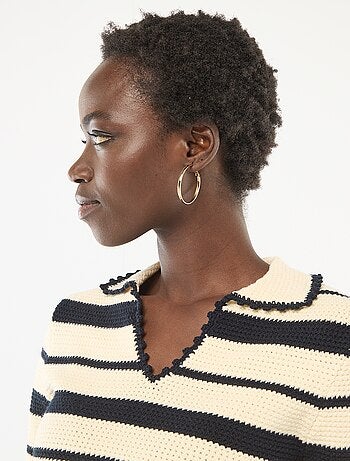 Maglia a righe senza maniche con colletto polo