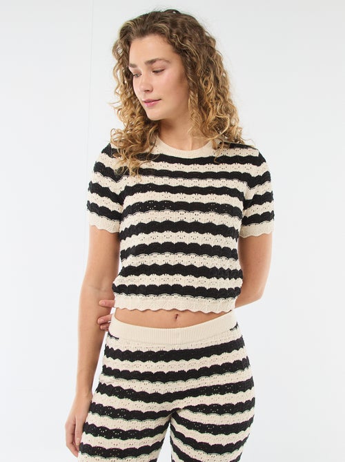 Maglia all'uncinetto a maniche corte - Kiabi