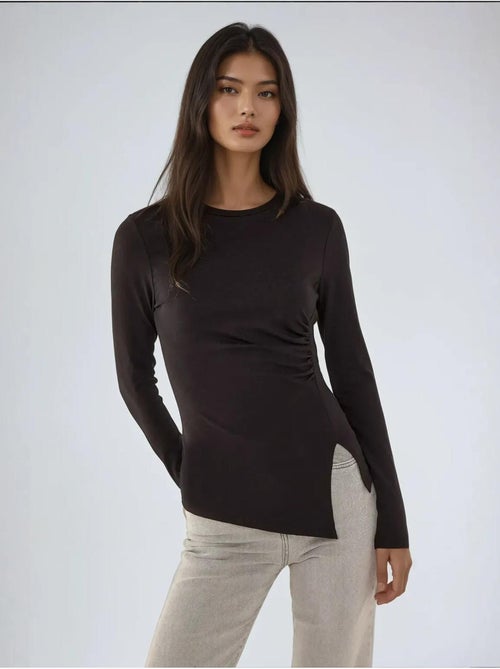 Maglia asimmetrica a maniche lunghe con scollo rotondo - Kiabi