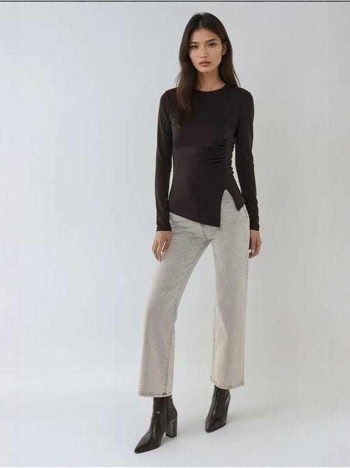 Maglia asimmetrica a maniche lunghe con scollo rotondo - Kiabi