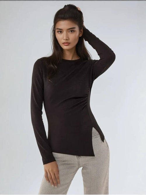 Maglia asimmetrica a maniche lunghe con scollo rotondo - Kiabi
