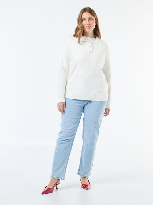 Maglia collo polo con bottoni gioiello - Kiabi