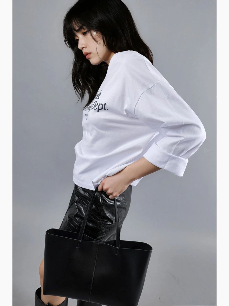 Maglia comoda scollo tondo stampa sul retro maniche lunghe busem Bianco - Kiabi