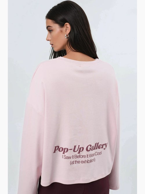 Maglia comoda scollo tondo stampa sul retro maniche lunghe busem - Kiabi Maglia comoda scollo tondo stampa sul retro maniche lunghe busem - Kiabi