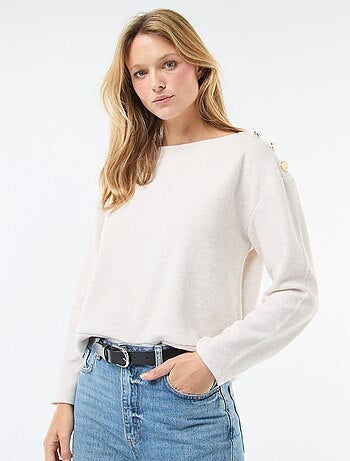 Maglia con bottoni decorativi dorati sulla spalla