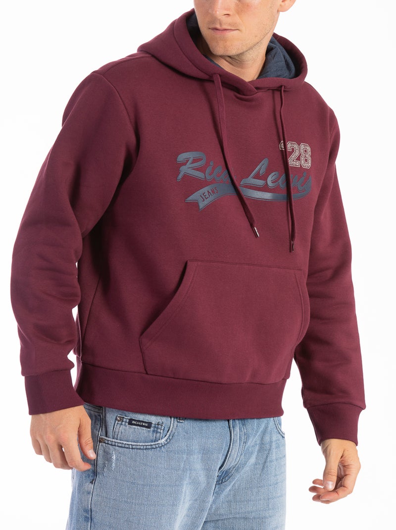 Maglia con cappuccio firma DOUG Bordeaux - Kiabi