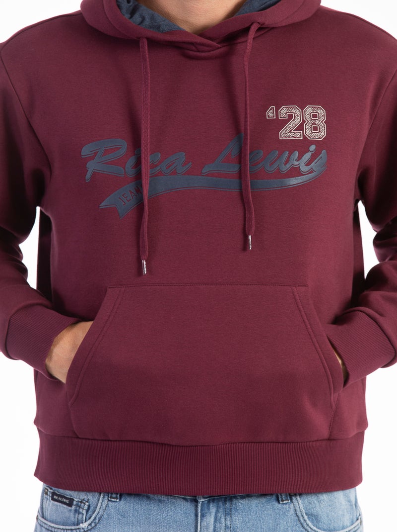 Maglia con cappuccio firma DOUG Bordeaux - Kiabi