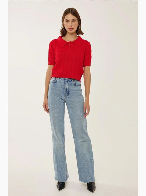 Maglia con colletto a camicia e motivo a treccia per capelli - Kiabi Maglia con colletto a camicia e motivo a treccia per capelli - Kiabi