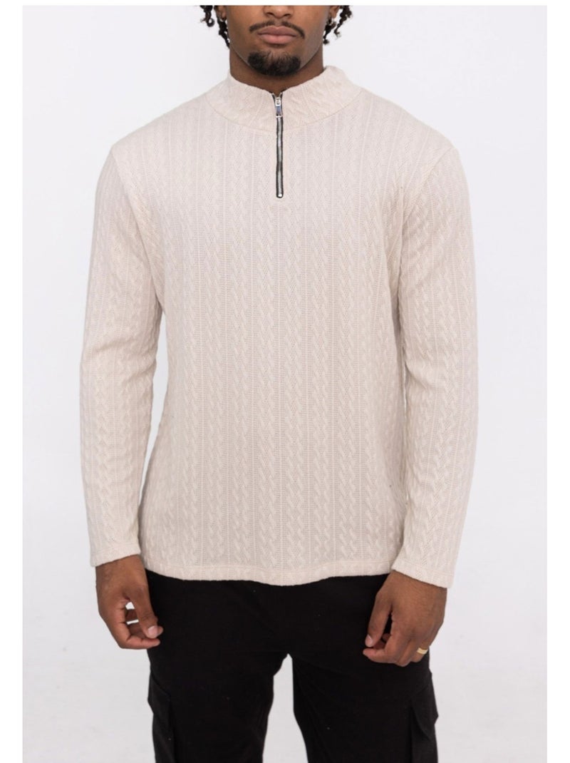 Maglia con collo a imbuto Kebello Beige - Kiabi