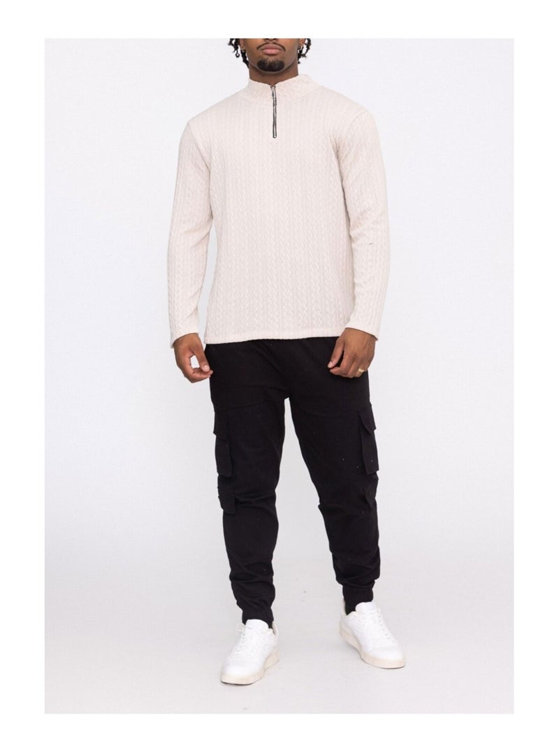 Maglia con collo a imbuto Kebello Beige - Kiabi