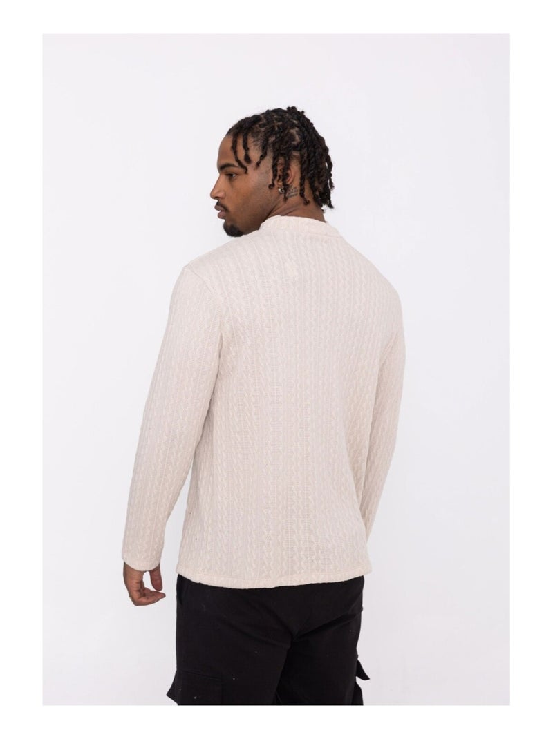 Maglia con collo a imbuto Kebello Beige - Kiabi
