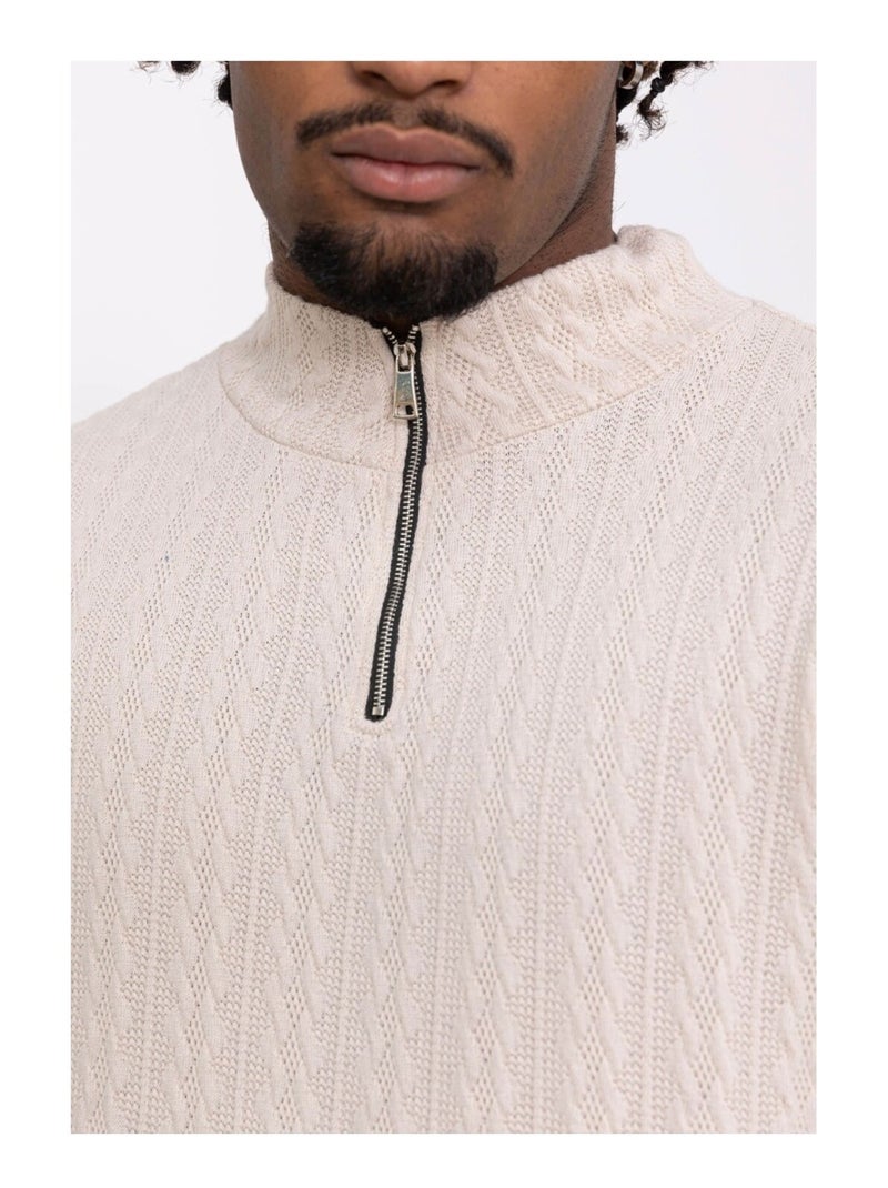 Maglia con collo a imbuto Kebello Beige - Kiabi
