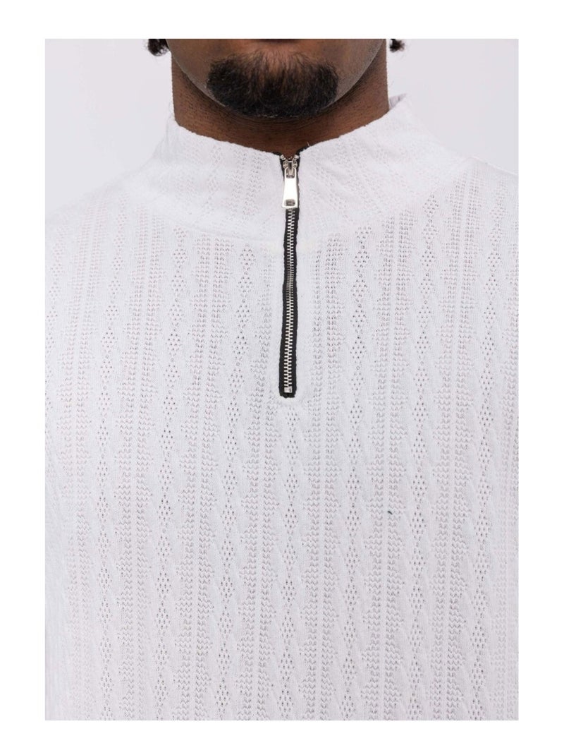 Maglia con collo a imbuto Kebello Bianco - Kiabi