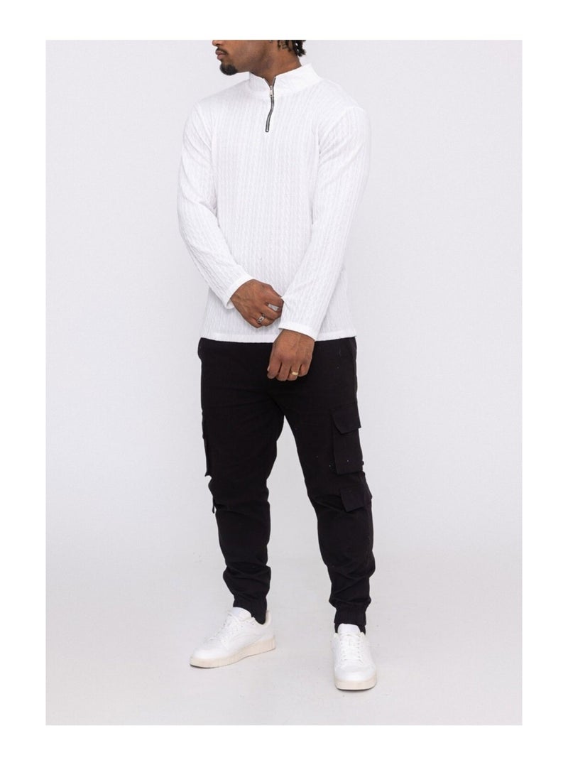 Maglia con collo a imbuto Kebello Bianco - Kiabi
