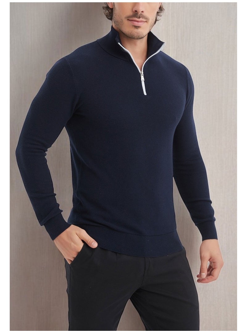 Maglia con collo a imbuto Kebello Blu marino - Kiabi