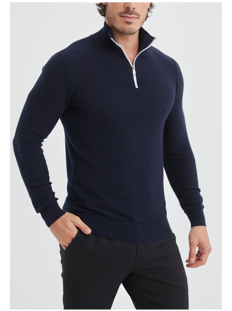 Maglia con collo a imbuto Kebello Blu marino - Kiabi