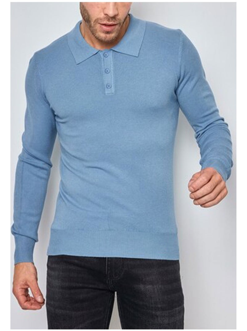 Maglia con collo a polo Kebello Blu cielo - Kiabi