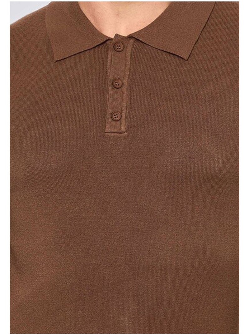 Maglia con collo a polo Kebello Marrone - Kiabi