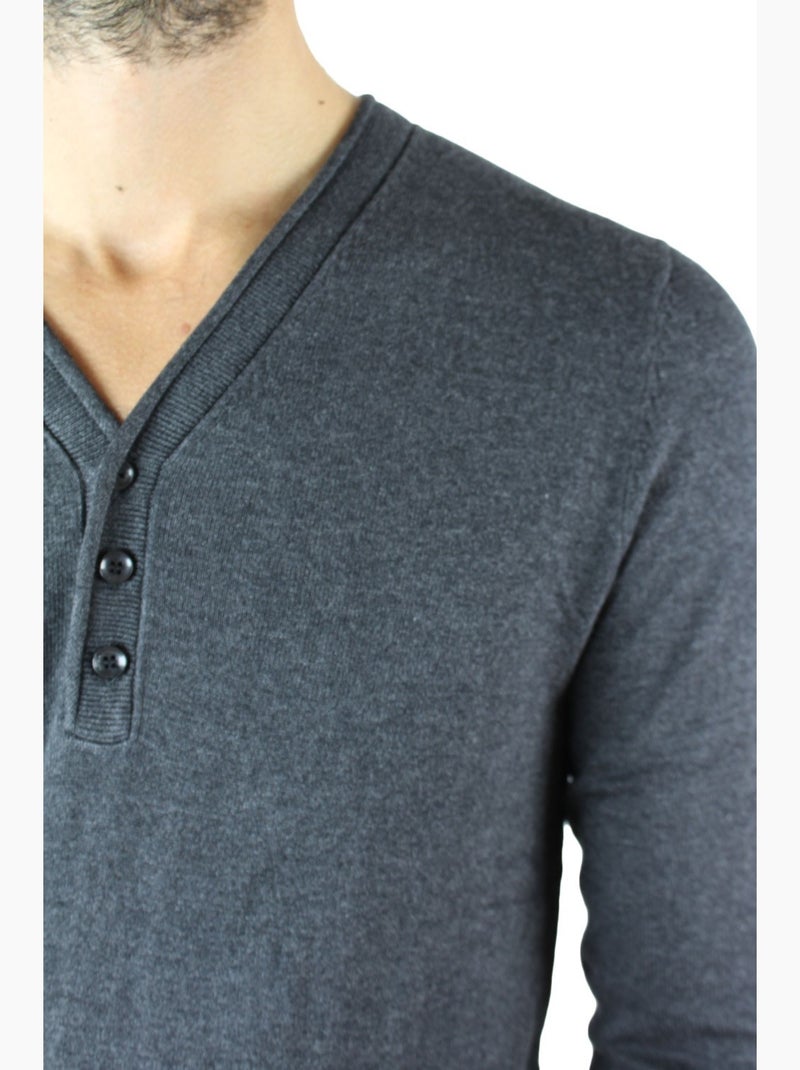Maglia con scollo a V e bottoni Kebello Grigio - Kiabi