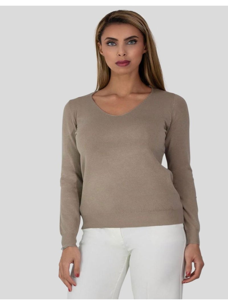 Maglia con scollo a V Kebello Beige - Kiabi
