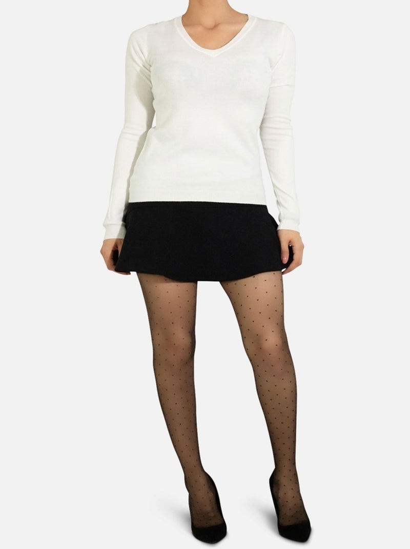 Maglia con scollo a V Kebello Bianco - Kiabi