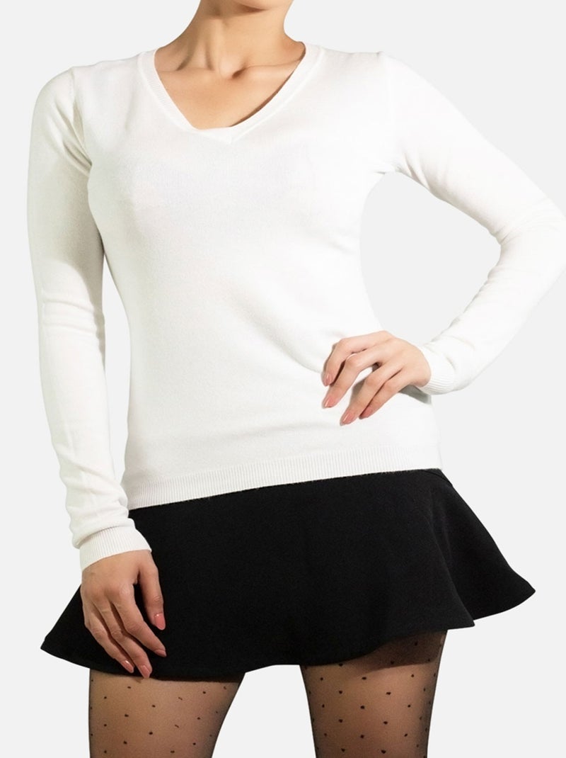 Maglia con scollo a V Kebello Bianco - Kiabi