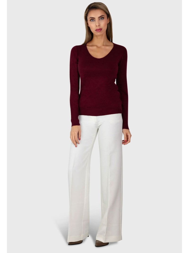 Maglia con scollo a V Kebello Bordeaux - Kiabi