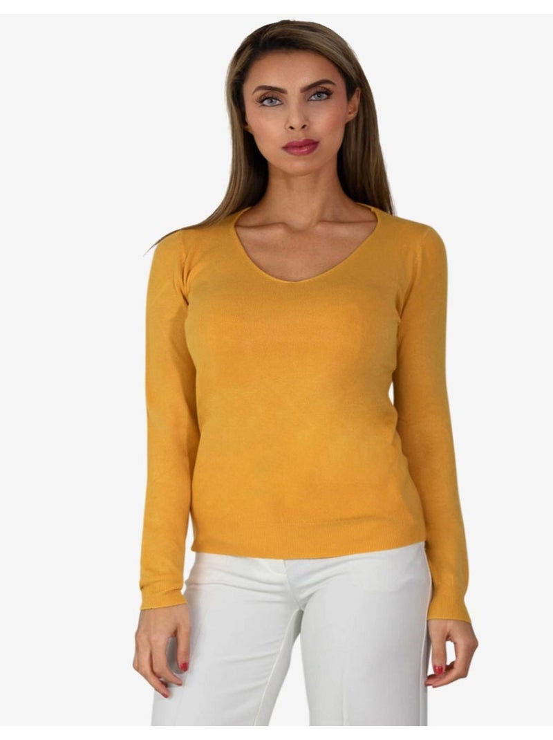 Maglia con scollo a V Kebello Giallo - Kiabi