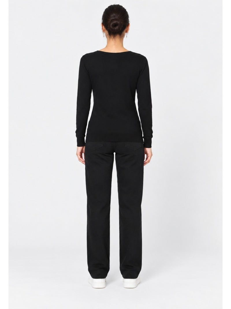 Maglia con scollo a v kebello Nero Nero - Kiabi