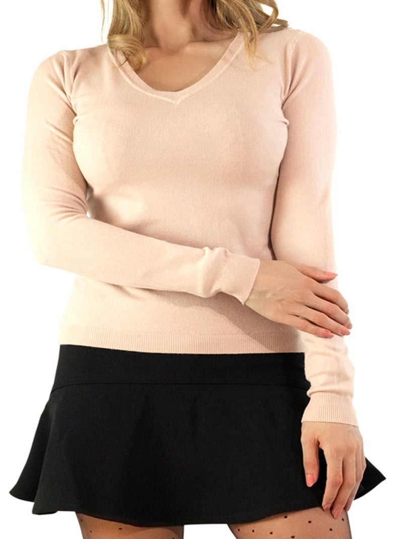 Maglia con scollo a V Kebello Rosa - Kiabi